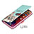 Leather Case Stands Fashionable Pattern Flip Cover Holder for Apple iPhone 15 Plus Cyan