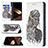 Leather Case Stands Fashionable Pattern Flip Cover Holder for Apple iPhone 15 Plus Gray