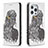 Leather Case Stands Fashionable Pattern Flip Cover Holder for Apple iPhone 15 Pro Gray