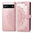 Leather Case Stands Fashionable Pattern Flip Cover Holder for Google Pixel 6a 5G Rose Gold