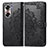 Leather Case Stands Fashionable Pattern Flip Cover Holder for Huawei Honor 60 5G Black