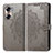 Leather Case Stands Fashionable Pattern Flip Cover Holder for Huawei Honor 60 5G Gray