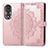 Leather Case Stands Fashionable Pattern Flip Cover Holder for Huawei Honor 80 5G Rose Gold