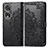 Leather Case Stands Fashionable Pattern Flip Cover Holder for Huawei Honor 80 Pro Flat 5G Black