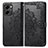 Leather Case Stands Fashionable Pattern Flip Cover Holder for Huawei Honor 80 SE 5G Black