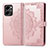 Leather Case Stands Fashionable Pattern Flip Cover Holder for Huawei Honor 80 SE 5G Rose Gold