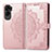 Leather Case Stands Fashionable Pattern Flip Cover Holder for Huawei Honor 90 Lite 5G Rose Gold