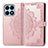 Leather Case Stands Fashionable Pattern Flip Cover Holder for Huawei Honor X8a 4G Rose Gold