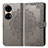 Leather Case Stands Fashionable Pattern Flip Cover Holder for Huawei P50 Gray