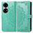 Leather Case Stands Fashionable Pattern Flip Cover Holder for Huawei P50 Green