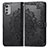 Leather Case Stands Fashionable Pattern Flip Cover Holder for Motorola Moto E32 Black