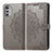 Leather Case Stands Fashionable Pattern Flip Cover Holder for Motorola Moto E32 Gray