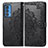 Leather Case Stands Fashionable Pattern Flip Cover Holder for Motorola Moto Edge 20 Pro 5G Black