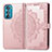 Leather Case Stands Fashionable Pattern Flip Cover Holder for Motorola Moto Edge 30 5G Rose Gold