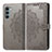 Leather Case Stands Fashionable Pattern Flip Cover Holder for Motorola Moto G200 5G Gray