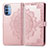 Leather Case Stands Fashionable Pattern Flip Cover Holder for Motorola Moto G31 Rose Gold