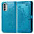 Leather Case Stands Fashionable Pattern Flip Cover Holder for Motorola MOTO G52 Blue