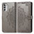 Leather Case Stands Fashionable Pattern Flip Cover Holder for Motorola MOTO G52 Gray