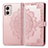 Leather Case Stands Fashionable Pattern Flip Cover Holder for Motorola Moto G53y 5G Rose Gold