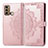 Leather Case Stands Fashionable Pattern Flip Cover Holder for Motorola Moto G60 Rose Gold