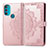 Leather Case Stands Fashionable Pattern Flip Cover Holder for Motorola Moto G71 5G Rose Gold