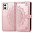 Leather Case Stands Fashionable Pattern Flip Cover Holder for Motorola Moto G73 5G Rose Gold