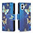 Leather Case Stands Fashionable Pattern Flip Cover Holder for Nothing Phone 1 Blue