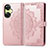 Leather Case Stands Fashionable Pattern Flip Cover Holder for OnePlus Nord CE 3 5G Rose Gold