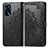 Leather Case Stands Fashionable Pattern Flip Cover Holder for Oppo A54s Black