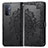 Leather Case Stands Fashionable Pattern Flip Cover Holder for Oppo A74 5G Black