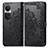 Leather Case Stands Fashionable Pattern Flip Cover Holder for Oppo Reno10 Pro 5G Black