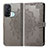 Leather Case Stands Fashionable Pattern Flip Cover Holder for Oppo Reno5 A Gray