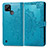 Leather Case Stands Fashionable Pattern Flip Cover Holder for Realme C21 Blue