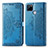 Leather Case Stands Fashionable Pattern Flip Cover Holder for Realme C25 Blue