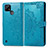 Leather Case Stands Fashionable Pattern Flip Cover Holder for Realme C25Y Blue