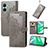 Leather Case Stands Fashionable Pattern Flip Cover Holder for Realme C33 (2023) Gray