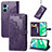 Leather Case Stands Fashionable Pattern Flip Cover Holder for Realme C33 (2023) Purple