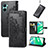 Leather Case Stands Fashionable Pattern Flip Cover Holder for Realme C33 Black