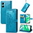 Leather Case Stands Fashionable Pattern Flip Cover Holder for Realme C33 Blue