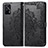 Leather Case Stands Fashionable Pattern Flip Cover Holder for Realme Q3 Pro 5G Black