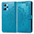 Leather Case Stands Fashionable Pattern Flip Cover Holder for Realme Q5 5G Blue