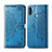 Leather Case Stands Fashionable Pattern Flip Cover Holder for Samsung Galaxy A11 Blue