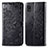 Leather Case Stands Fashionable Pattern Flip Cover Holder for Samsung Galaxy A21 SC-42A Black
