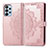 Leather Case Stands Fashionable Pattern Flip Cover Holder for Samsung Galaxy A23 4G Rose Gold