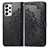 Leather Case Stands Fashionable Pattern Flip Cover Holder for Samsung Galaxy A73 5G Black