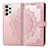 Leather Case Stands Fashionable Pattern Flip Cover Holder for Samsung Galaxy A73 5G Rose Gold