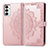 Leather Case Stands Fashionable Pattern Flip Cover Holder for Samsung Galaxy F23 5G Rose Gold