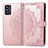 Leather Case Stands Fashionable Pattern Flip Cover Holder for Samsung Galaxy F52 5G Rose Gold