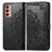 Leather Case Stands Fashionable Pattern Flip Cover Holder for Samsung Galaxy M13 4G Black