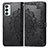 Leather Case Stands Fashionable Pattern Flip Cover Holder for Samsung Galaxy M23 5G Black